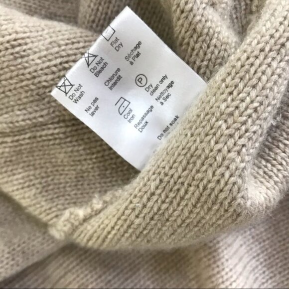 Judith & Charles Cashmere Open Chucky Cardigan Sweater Jacket Pockets Wool Tan M - Picture 7 of 10
